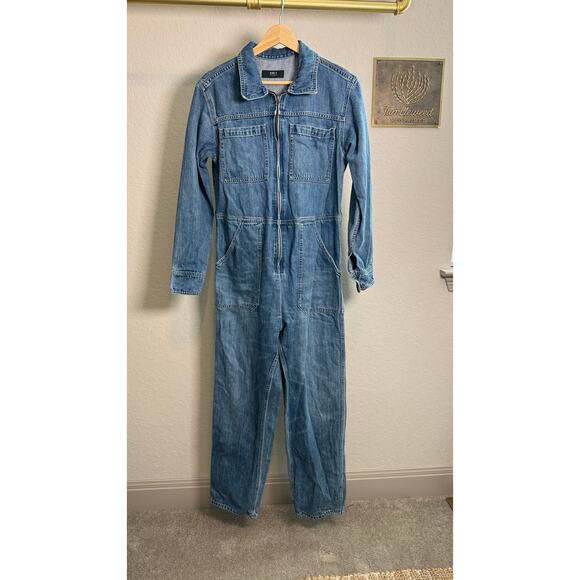 Women's Able Denim Blue Jean Long Sleeve Zip Front Jumpsuit Size Small - Picture 2 of 9
